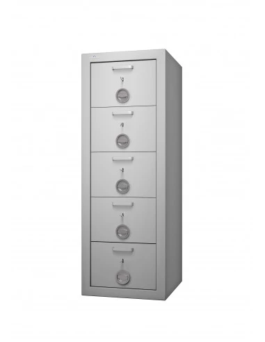 armoire-de-securite-Armoire Forte À 5 Tiroirs Class Protect 5t Serrure Individuelle Pour Chaque Tiroir Avec Clés Identiques-1