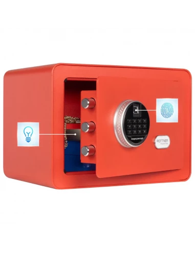 meuble-coffre-fort-Coffre Fort Pour Meuble Rottner Vintage Rouge Serrure Biométrique-1
