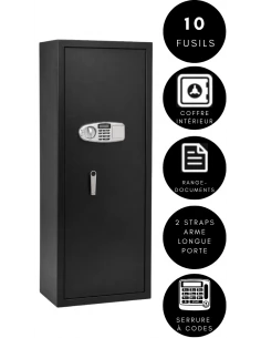 armoire-1-9-fusils-Armoire À Fusils Tresorsafe 10 Armes Serrure électronique avec clés de secours