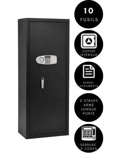 armoire-1-9-fusils-Armoire À Fusils Tresorsafe 10 Armes Serrure électronique avec clés de secours-1