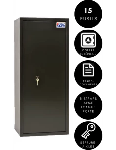 Armoire À Fusils Tresorsafe 15 Armes Serrure À Clés