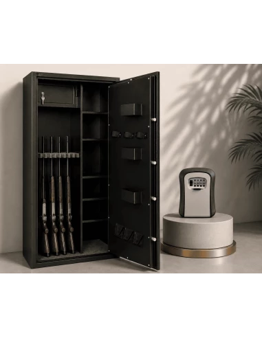 armoire-10-fusils-Pack Sécurité Chasse & Tir : Armoire 15 Armes TresorSafe + Boîte à Clés KeyBox-1