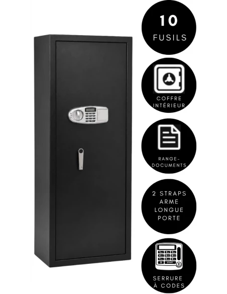 armoire-10-fusils_Pack Sécurité Chasse & Tir : Armoire 10 Armes TresorSafe Serrure électronique + Boîte à Clés KeyBox_thumbnail_3
