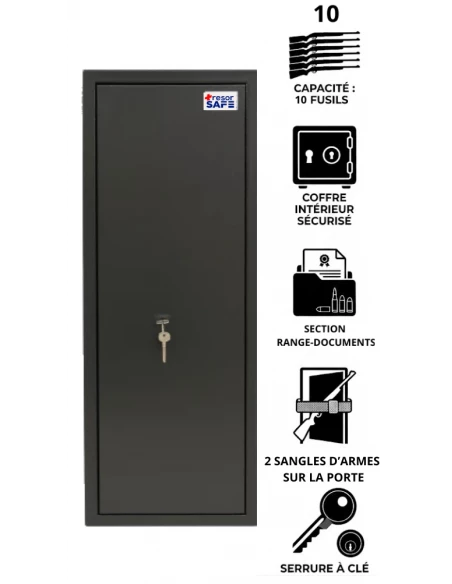 armoire-10-fusils_Pack Sécurité Chasse & Tir : Armoire 10 Armes TresorSafe + Boîte à Clés KeyBox_thumbnail_4