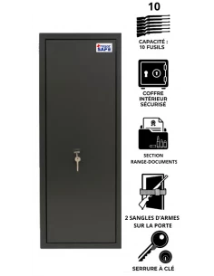 armoire-1-9-fusils-Armoire À Fusils Tresorsafe 10 Armes Serrure À Clés