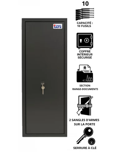 armoire-1-9-fusils-Armoire À Fusils Tresorsafe 10 Armes Serrure À Clés-1