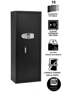 armoire-1-9-fusils-Armoire À Fusils Tresorsafe 10 Armes Serrure électronique avec clés de secours USP