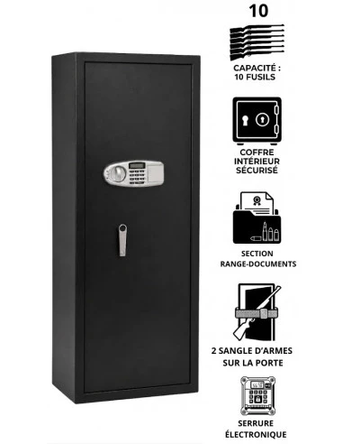 armoire-1-9-fusils-Armoire À Fusils Tresorsafe 10 Armes Serrure électronique avec clés de secours-1