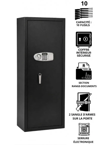 armoire-10-fusils_Pack Sécurité Chasse & Tir : Armoire 10 Armes TresorSafe Serrure électronique + Boîte à Clés KeyBox_thumbnail_4