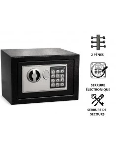 mini-coffre-fort-Coffre Fort Tresorsafe Pour Maison & Bureau T17E Serrure électronique avec clés de secours