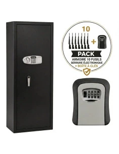 armoire-10-fusils-Votre Pack Sécurité Chasse & Tir : Armoire 10 Armes TresorSafe + Boîte à Clés KeyBox