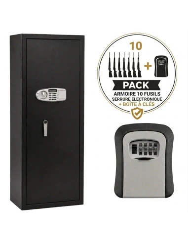 armoire-10-fusils-Pack Sécurité Chasse & Tir : Armoire 10 Armes TresorSafe Serrure électronique + Boîte à Clés KeyBox-1