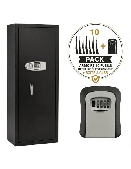 armoire-10-fusils_Pack Sécurité Chasse & Tir : Armoire 10 Armes TresorSafe Serrure électronique + Boîte à Clés KeyBox_thumbnail_1