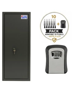 armoire-10-fusils-Votre Pack Sécurité Chasse & Tir : Armoire 10 Armes TresorSafe + Boîte à Clés KeyBox