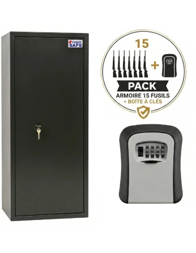 armoire-10-fusils-Pack Sécurité Chasse & Tir : Armoire 15 Armes TresorSafe + Boîte à Clés KeyBox-1